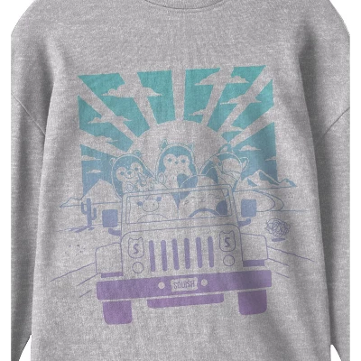 Squishmallows Car Ride Crew Neck Long Sleeve Gray Youth Tee 1 Squishmallows Car Ride Crew Neck Long Sleeve Gray Youth Tee