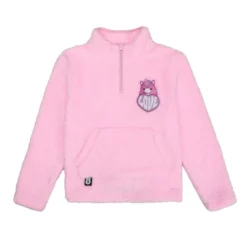 Squishmallows Squshmallows Lola The Unicorn Patch Long Sleeve Pink Youth Girl's Faux Shearling Quarter Zip Pullover -Squishmallows GUEST a438b725 c5ed 4349 a24c e2a6f5509cef