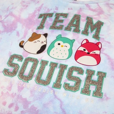 Squishmallows Team Glitter Text Crew Neck Short Sleeve Blue And Blue Pastel Tye Dye Youth Girl Tee 1 Squishmallows Team Glitter Text Crew Neck Short Sleeve Blue And Blue Pastel Tye Dye Youth Girl Tee